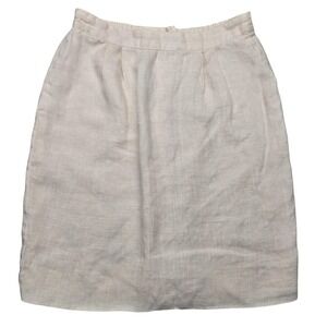 Nancy Johnson Skirt Womens 8 Beige Linen Straight Pencil Knee Length Lined
